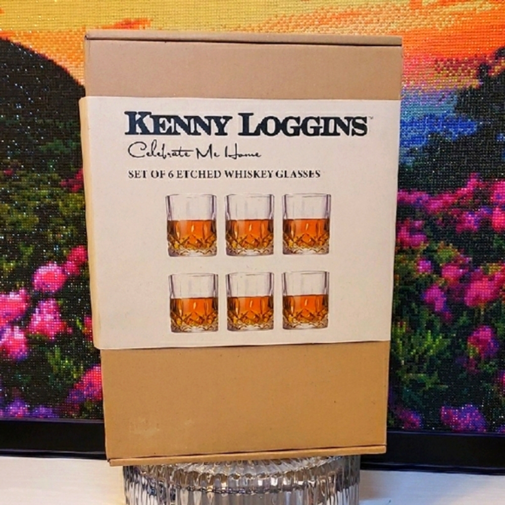Kenny Loggins Set of 6 Etched Whiskey Glasses Celebrate Me Home
